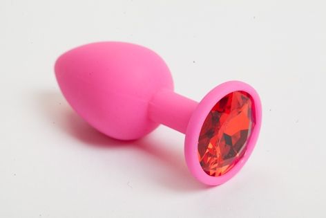 Розовая анальная пробка с красным кристаллом - 9,5 см. - 4sexdreaM - купить с доставкой в Жуковском