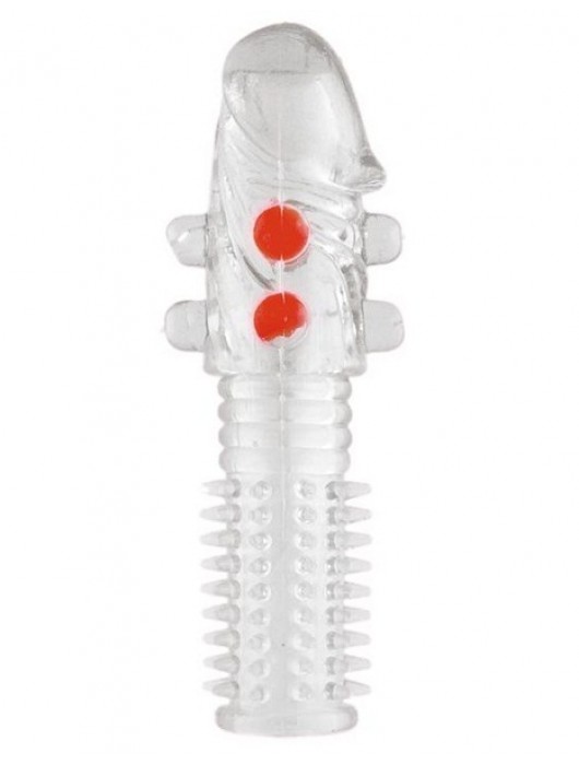 Гелевая прозрачная насадка с шариками и шипами - 14 см. - Toyfa Basic - в Жуковском купить с доставкой