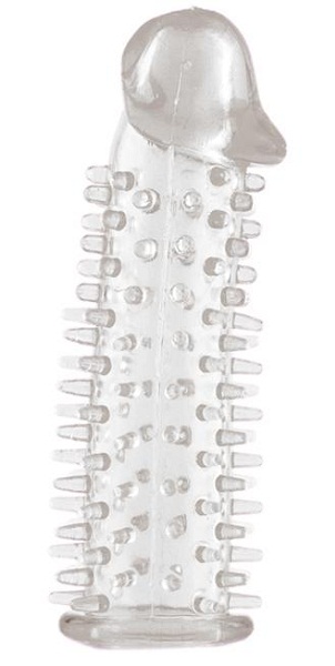 Прозрачная насадка на половой член с закрытой головкой и шипами - 12,5 см. - Toyfa Basic - в Жуковском купить с доставкой