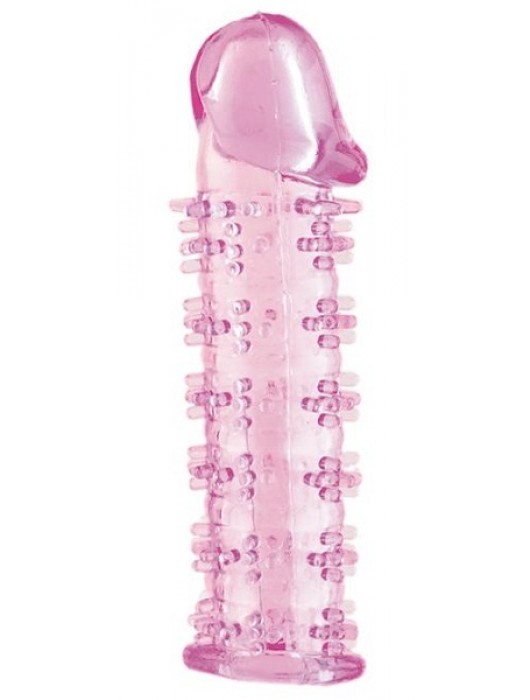 Гелевая розовая насадка на фаллос с шипами - 12 см. - Toyfa Basic - в Жуковском купить с доставкой