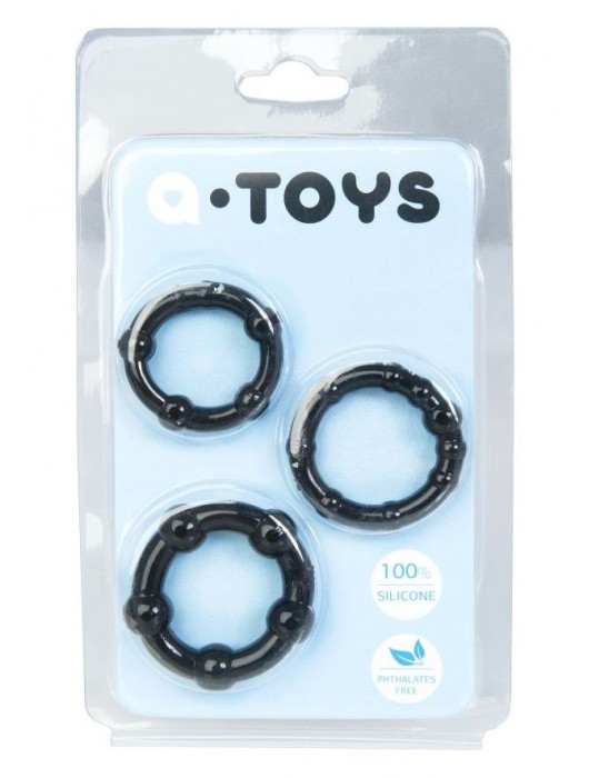 Набор из 3 чёрных эрекционных колец A-toys - A-toys - в Жуковском купить с доставкой