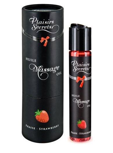 Массажное масло с ароматом клубники Huile de Massage Gourmande Fraise des Bois - 59 мл. - Plaisir Secret - купить с доставкой в Жуковском
