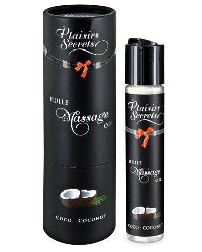 Массажное масло с ароматом кокоса Huile de Massage Gourmande Coco - 59 мл. - Plaisir Secret - купить с доставкой в Жуковском