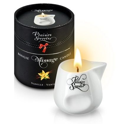 Массажная свеча с ароматом ванили Bougie Massage Gourmande Vanille - 80 мл. - Plaisir Secret - купить с доставкой в Жуковском