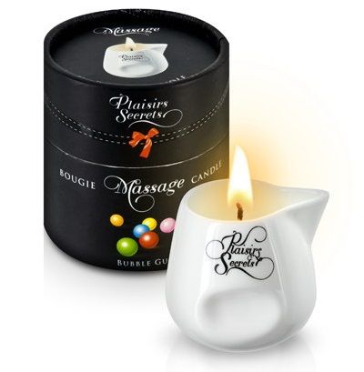 Массажная свеча с ароматом бубль-гума Bougie de Massage Gourmande Bubble Gum - 80 мл. - Plaisir Secret - купить с доставкой в Жуковском
