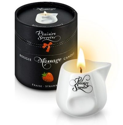 Массажная свеча с ароматом клубники Bougie de Massage Gourmande Fraise - 80 мл. - Plaisir Secret - купить с доставкой в Жуковском
