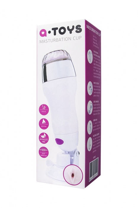 Мастурбатор-вагина в белой колбе с присоской и функцией нагрева - A-toys - в Жуковском купить с доставкой