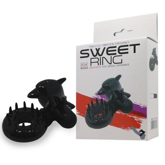 Чёрное эрекционное виброкольцо Sweet Ring с дельфинчиком - Baile - в Жуковском купить с доставкой