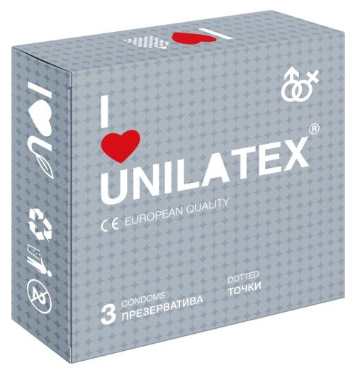 Презервативы с точками Unilatex Dotted - 3 шт. - Unilatex - купить с доставкой в Жуковском