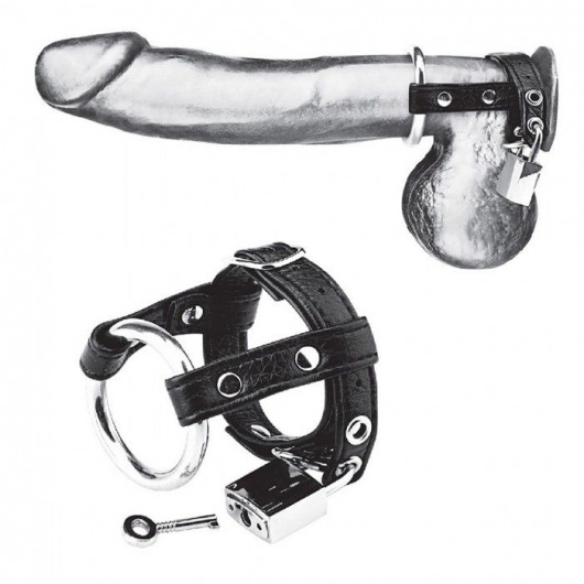 Утяжка на пенис на замочке Duo Cock And Ball Lock - BlueLine - купить с доставкой в Жуковском
