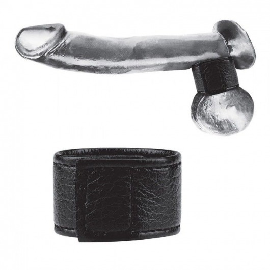 Чёрная утяжка на мошонку 1  Velcro Ball Stretcher - BlueLine - купить с доставкой в Жуковском