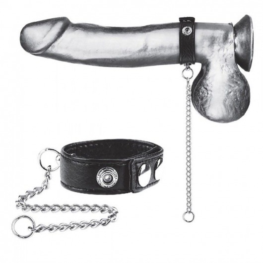 Утяжка на пенис с поводком Snap Cock Ring With 12  Leash - BlueLine - купить с доставкой в Жуковском