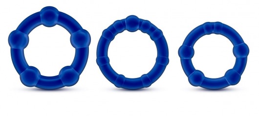 Набор из 3 синих эрекционных колец Stay Hard Beaded Cockrings - Blush Novelties - в Жуковском купить с доставкой
