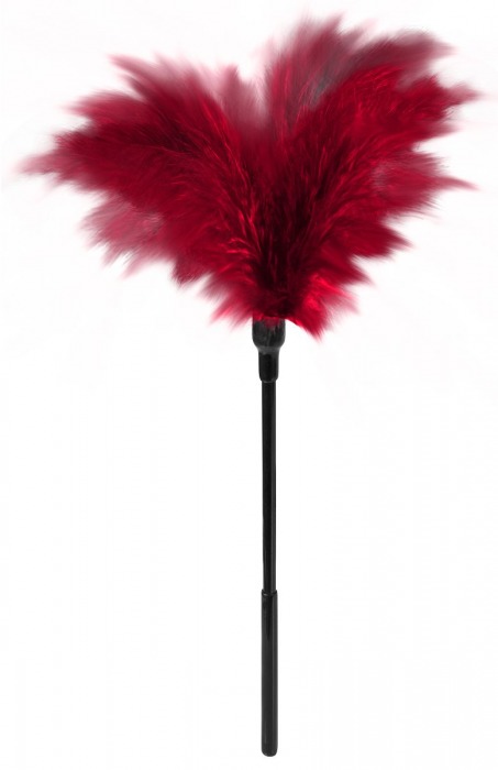 Пластиковая метелочка с красными пёрышками Small Feather Tickler - 32 см. - Blush Novelties - купить с доставкой в Жуковском