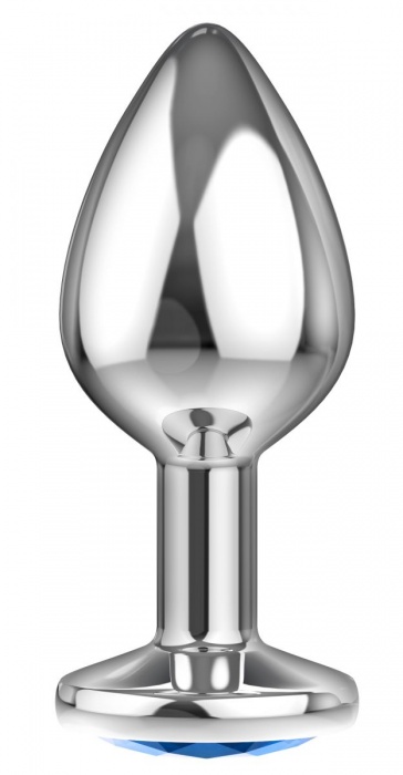 Большая серебристая анальная пробка Diamond Light blue Sparkle Large с голубым кристаллом - 8 см. - Lola Games - купить с доставкой в Жуковском
