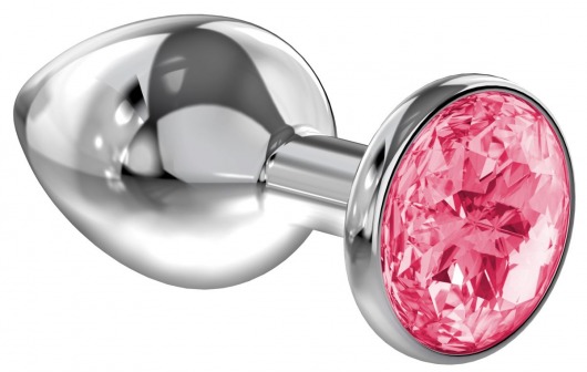 Большая серебристая анальная пробка Diamond Pink Sparkle Large с розовым кристаллом - 8 см. - Lola Games - купить с доставкой в Жуковском