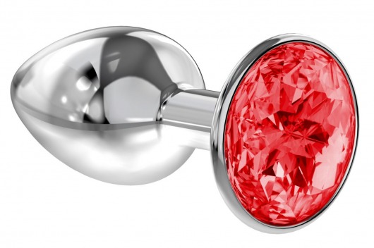 Малая серебристая анальная пробка Diamond Red Sparkle Small с красным кристаллом - 7 см. - Lola Games - купить с доставкой в Жуковском