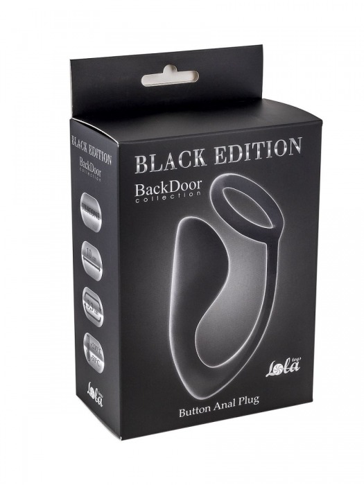 Чёрное эрекционное кольцо с анальной пробкой Button Anal Plug - Lola Games - в Жуковском купить с доставкой