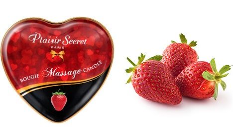 Массажная свеча с ароматом клубники Bougie Massage Candle - 35 мл. - Plaisir Secret - купить с доставкой в Жуковском
