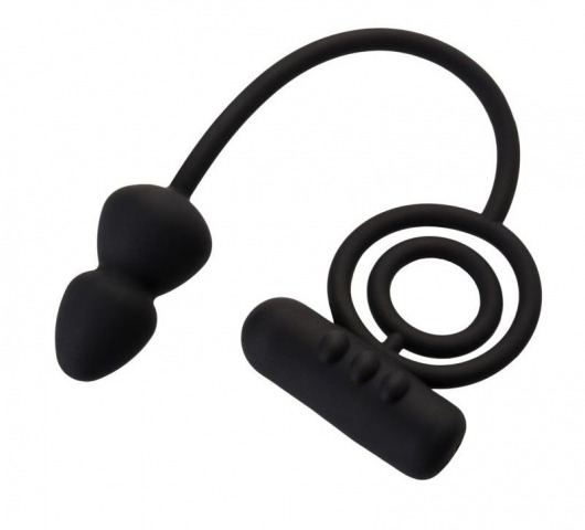 Чёрное эрекционное кольцо с вибропулькой и анальным хвостом - Erotist Adult Toys - в Жуковском купить с доставкой