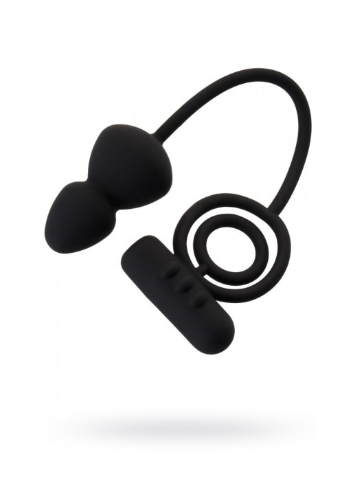 Чёрное эрекционное кольцо с вибростимулятором и анальным хвостом - Erotist Adult Toys - в Жуковском купить с доставкой