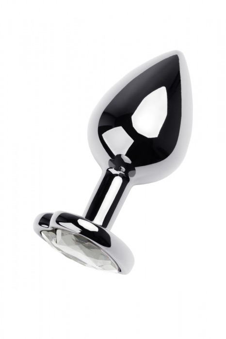 Серебристая анальная пробка с прозрачным кристаллом-сердцем - 8 см. - ToyFa - купить с доставкой в Жуковском