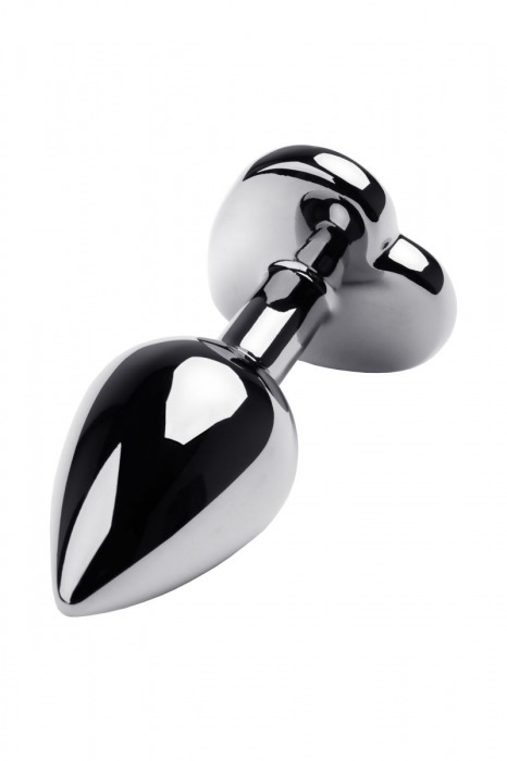 Серебристая анальная пробка с прозрачным кристаллом-сердцем - 8 см. - ToyFa - купить с доставкой в Жуковском