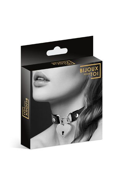 Черный чокер с замком в форме сердца - Bijoux Pour Toi - купить с доставкой в Жуковском
