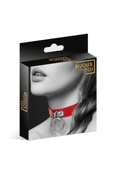 Красный узенький чокер с кольцом - Bijoux Pour Toi - купить с доставкой в Жуковском
