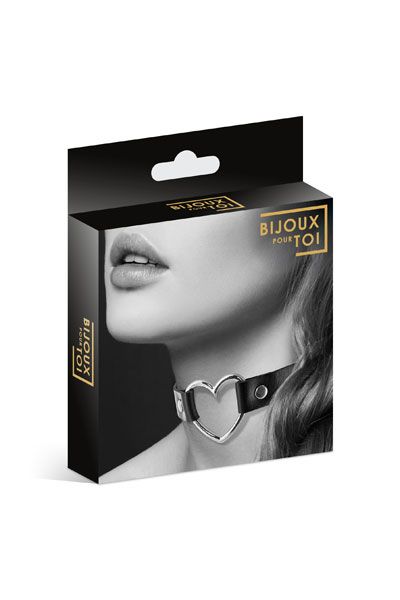 Чёрный чокер с кольцом в форме сердца - Bijoux Pour Toi - купить с доставкой в Жуковском