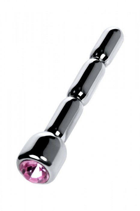 Серебристый уретральный плаг со стразом - 7 см. - ToyFa - купить с доставкой в Жуковском