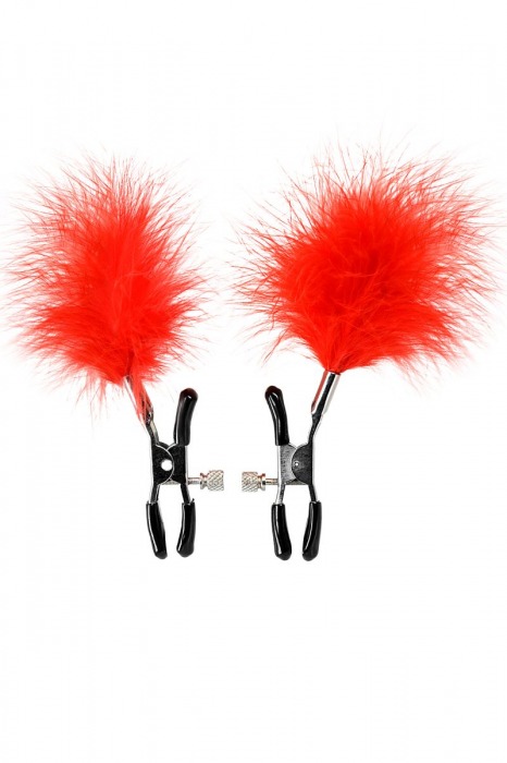 Зажимы для сосков с красным пухом Theatre - ToyFa - купить с доставкой в Жуковском